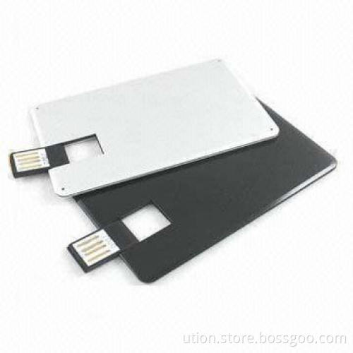 Credit Card USB Flash Drive 2.0 with 1 to 32 GB Memory Capacity and Q-man Design Free Logo
